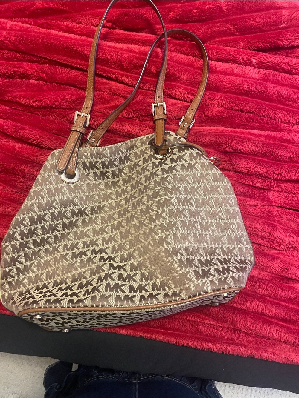 Michael Kors Brown/Tan MK Logo Tote